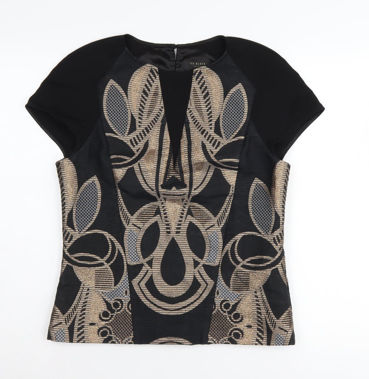 Ted Baker Women's Geometric Black Top L