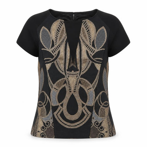 Ted Baker Women's Geometric Black Top L