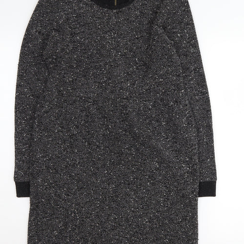 Topshop Women Black Dress UK 12 Long Sleeve Elegant