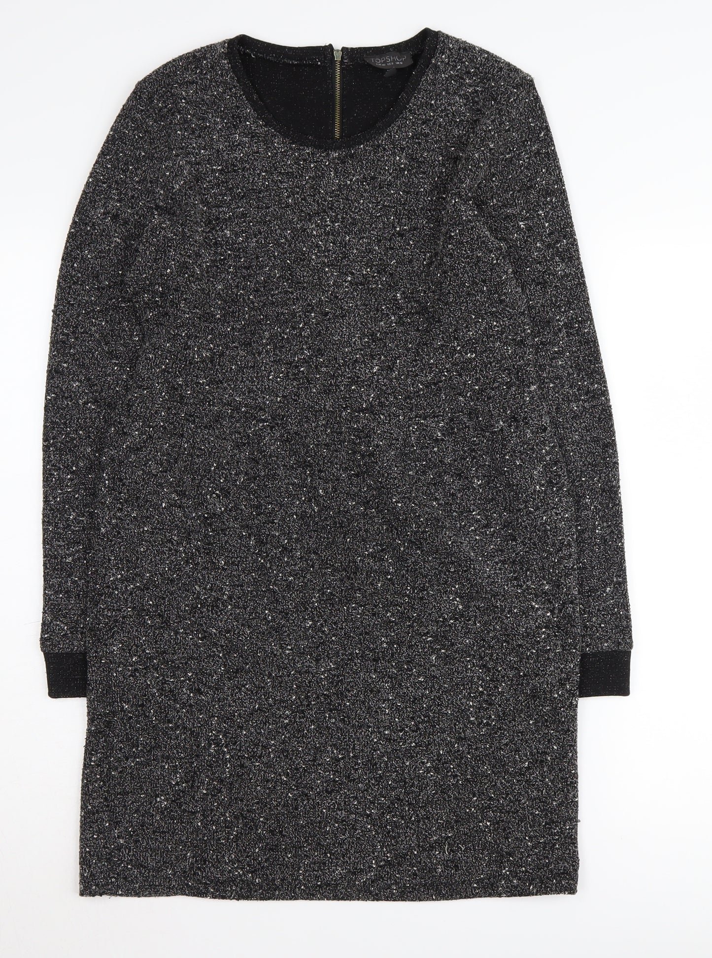 Topshop Women Black Dress UK 12 Long Sleeve Elegant