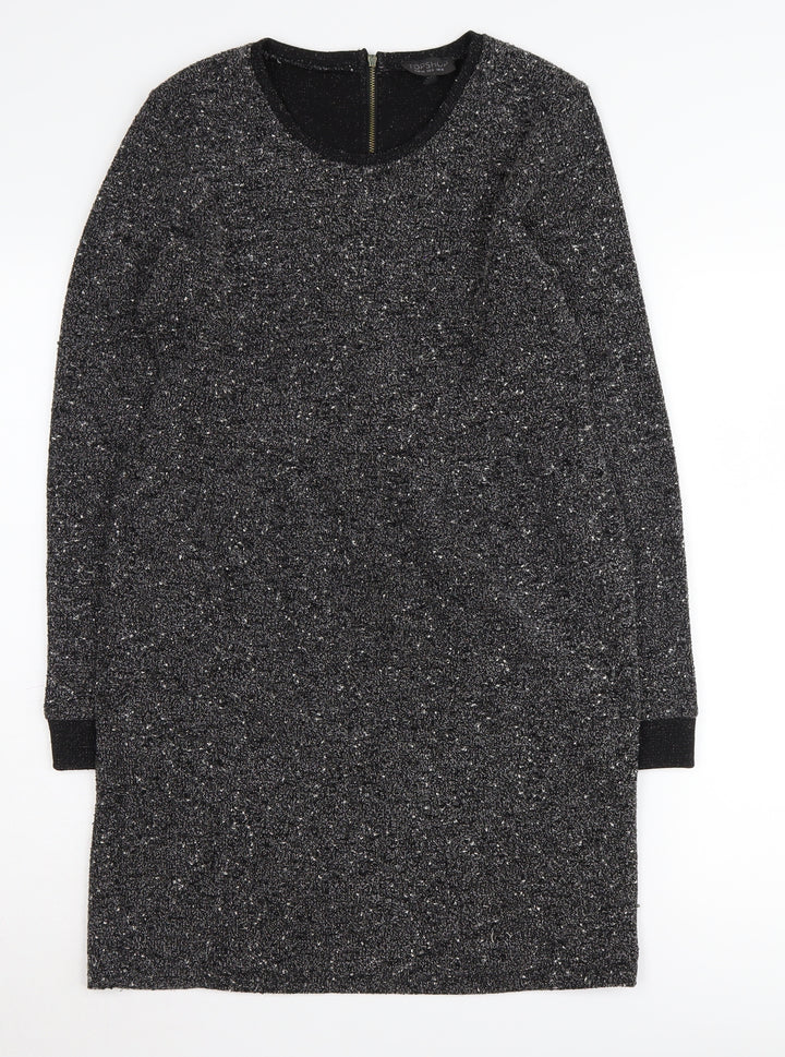 Topshop Women Black Dress UK 12 Long Sleeve Elegant