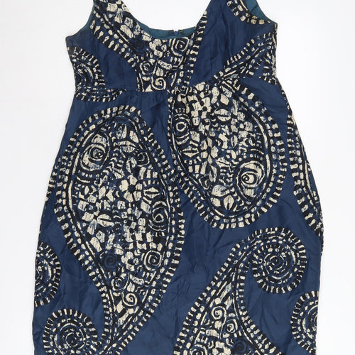 Michael Kors Women's Blue Paisley Silk Sheath Dress Size 8