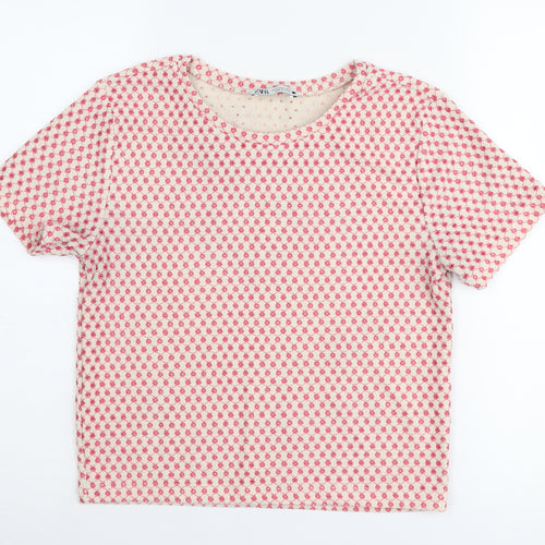 Zara Women’s Pink Geometric Short Sleeve T-Shirt