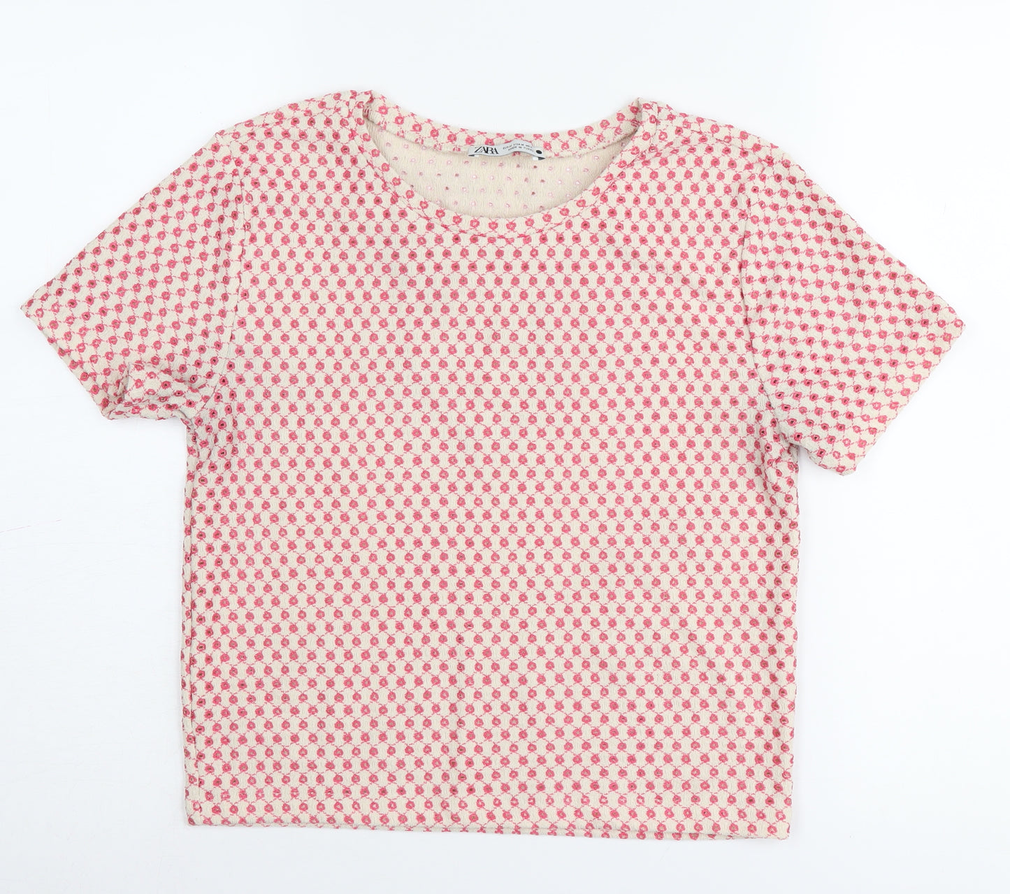 Zara Women’s Pink Geometric Short Sleeve T-Shirt