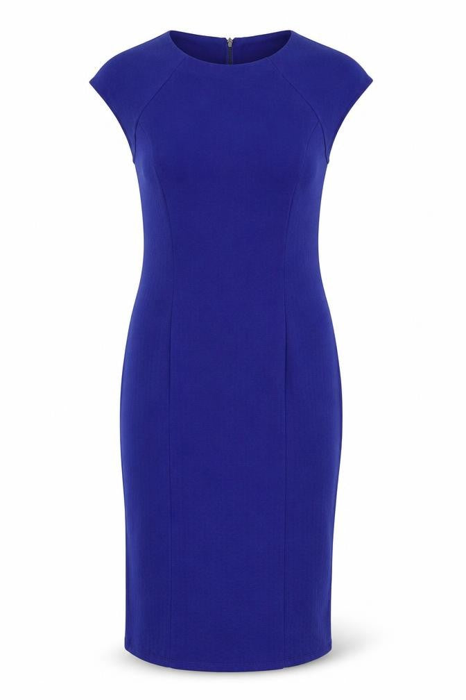 Front view of Star by Julien Macdonald Blue Sheath Dress