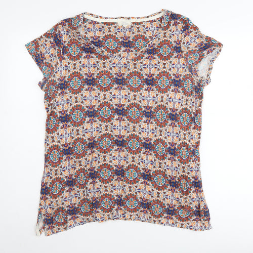 Fat Face Women's Multicoloured Geometric T-Shirt UK 14