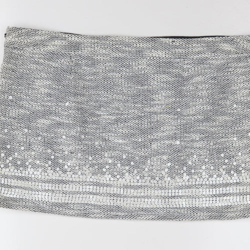 Abercrombie & Fitch Women's Silver Sequin Mini Skirt Size 10