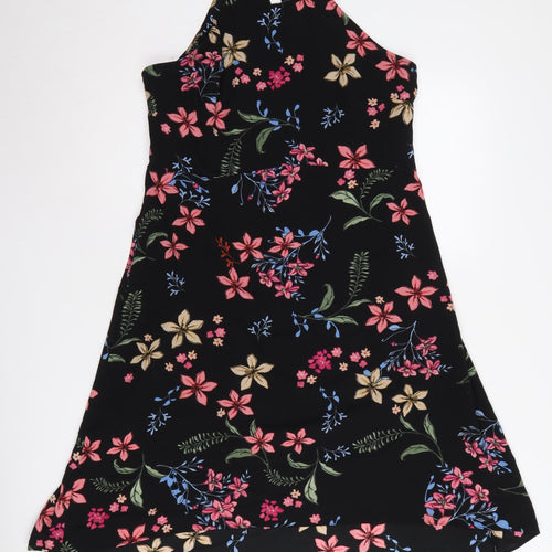 Stradivarius Women's Black Floral A-Line Dress L