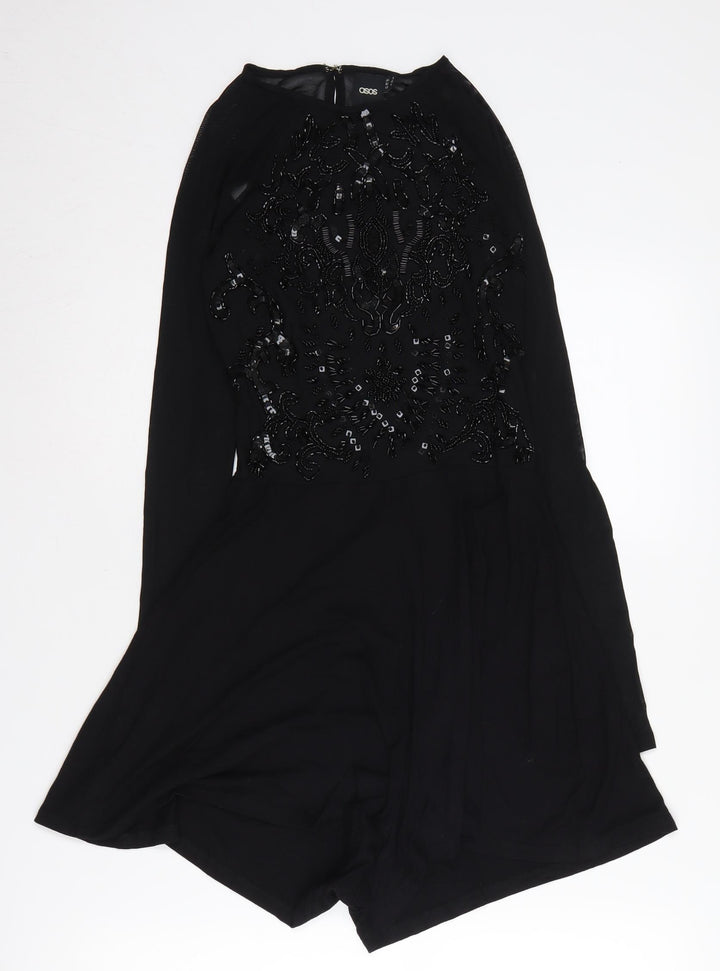 ASOS Women's Black Beaded Playsuit, Size 8