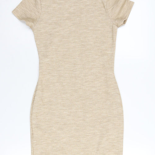 PrettyLittleThing Women's Beige Bodycon Dress Size 8