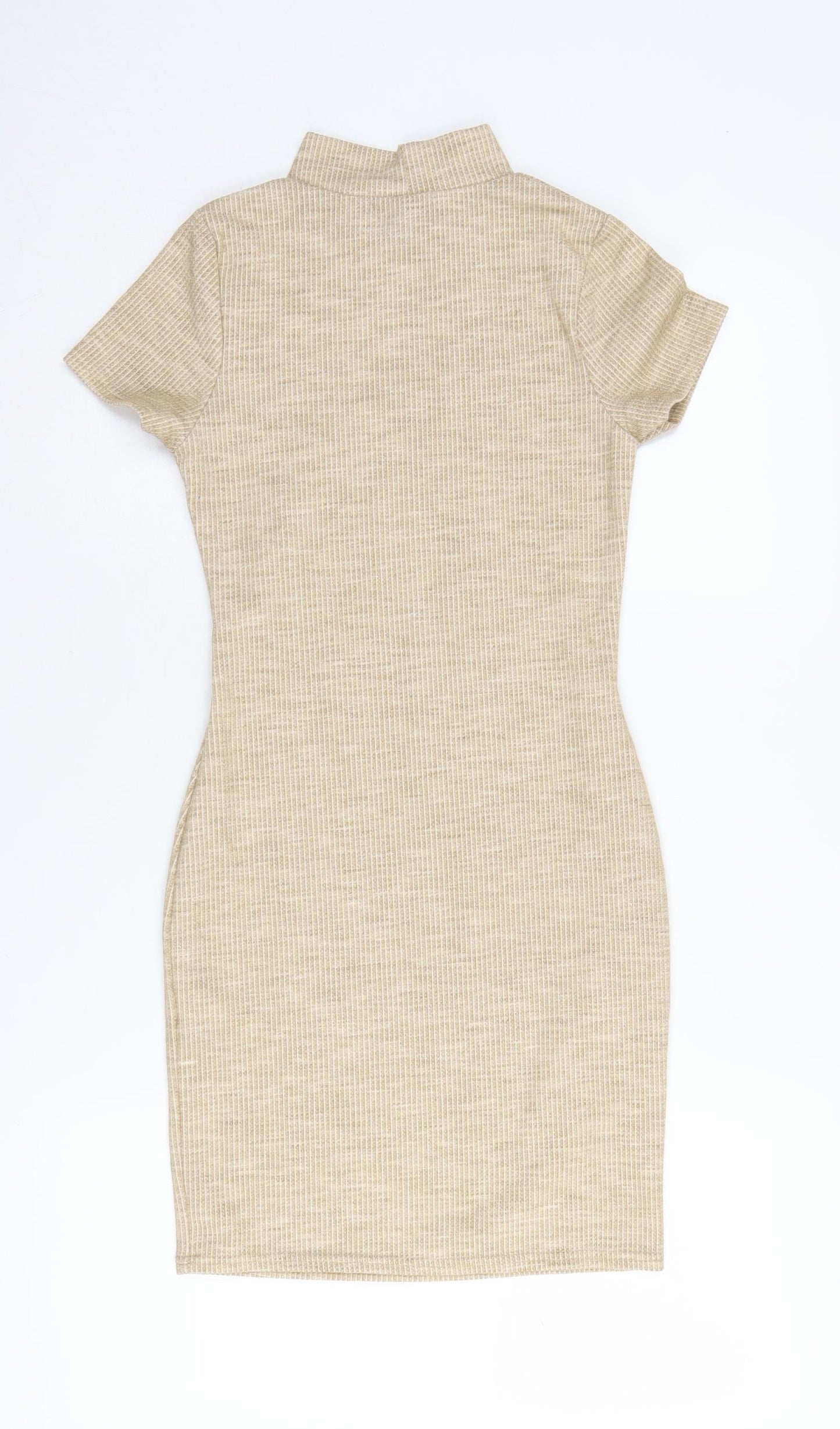PrettyLittleThing Women's Beige Bodycon Dress Size 8