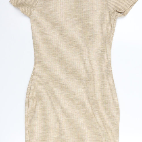 PrettyLittleThing Women's Beige Bodycon Dress Size 8