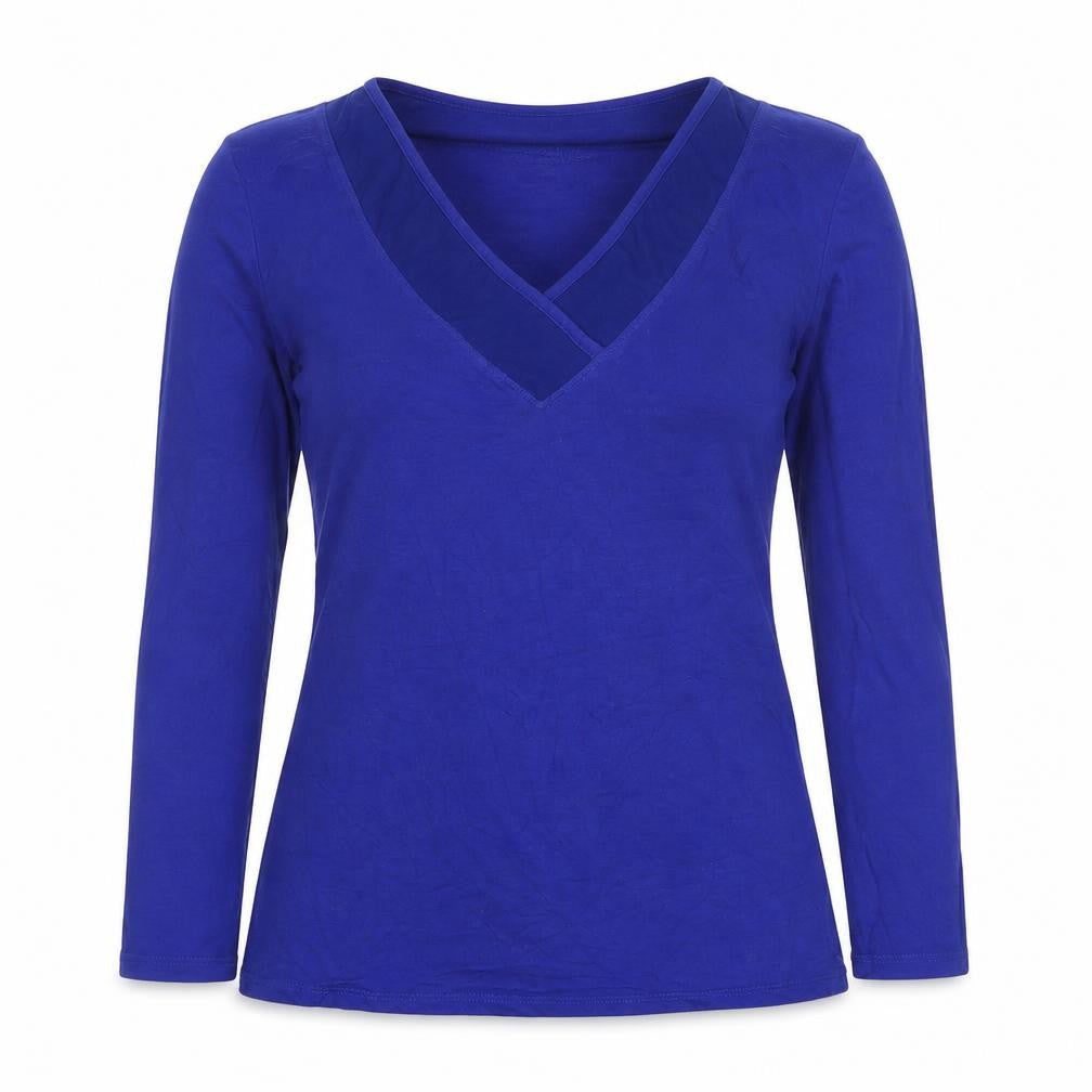 Front view of Jasper Conran Women's Blue V-Neck Blouse, size 10