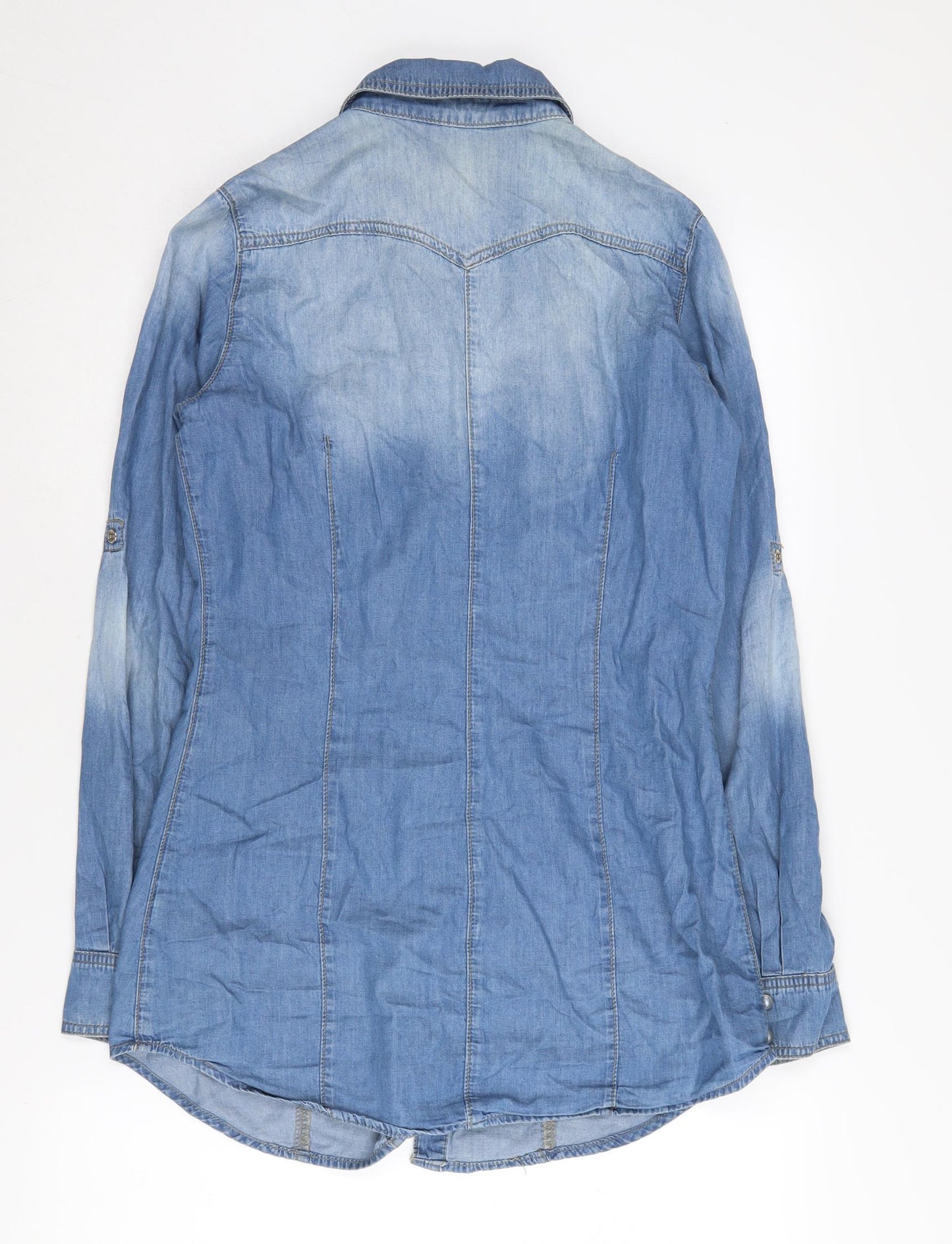 Dorothy Perkins Women's Blue Denim Button-Up Shirt Size 8