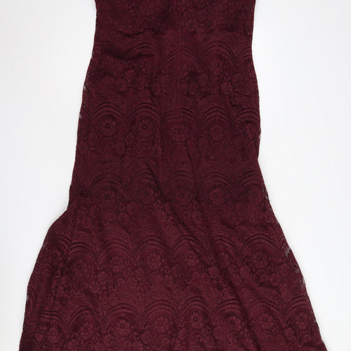 La Femme Women's Red Lace Sheath Dress Size 12