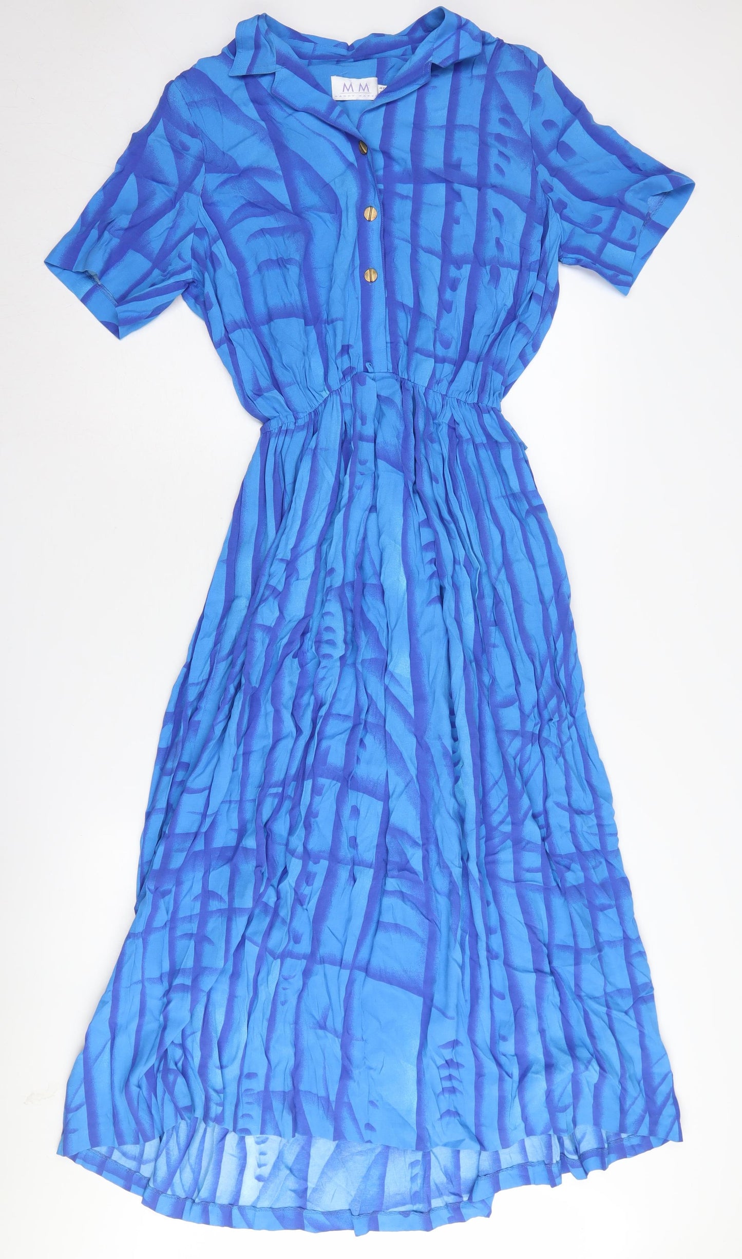 Mandy Marsh Women's Blue Tie Dye Midi Shirt Dress UK 14