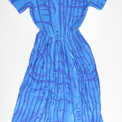 Mandy Marsh Women's Blue Tie Dye Midi Shirt Dress UK 14