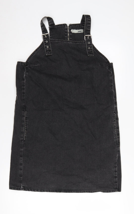 Topshop Women Black Pinafore Dress, UK 16, Casual Denim