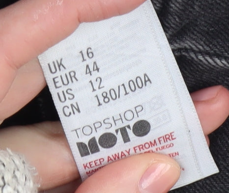 Topshop Women Black Pinafore Dress, UK 16, Casual Denim