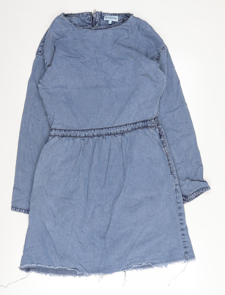 Warehouse Women's Blue Denim Shift Dress Size 12