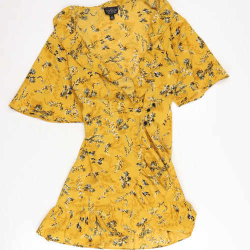 Topshop Women's Yellow Floral Petite Wrap Dress