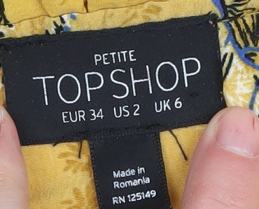 Topshop Women's Yellow Floral Petite Wrap Dress
