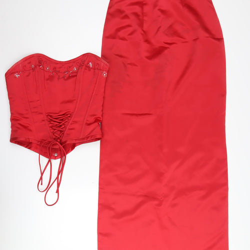 Hilary Morgan Women's Red Midi Skirt Set, Size 12