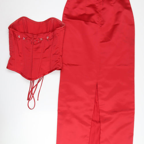 Hilary Morgan Women's Red Midi Skirt Set, Size 12