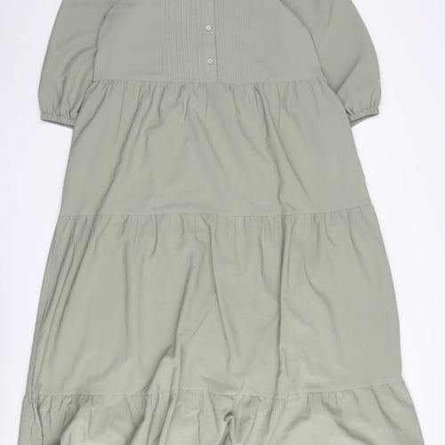 ASOS DESIGN Women's Green Collared Midi Shirt Dress