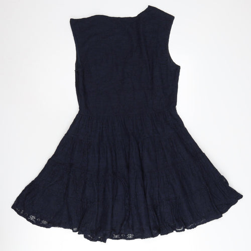 Zara Basic Women's Blue Sleeveless V-Neck Dress M