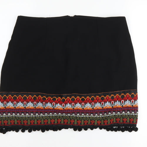 New Look Women's Black Embroidered Skirt Size 12