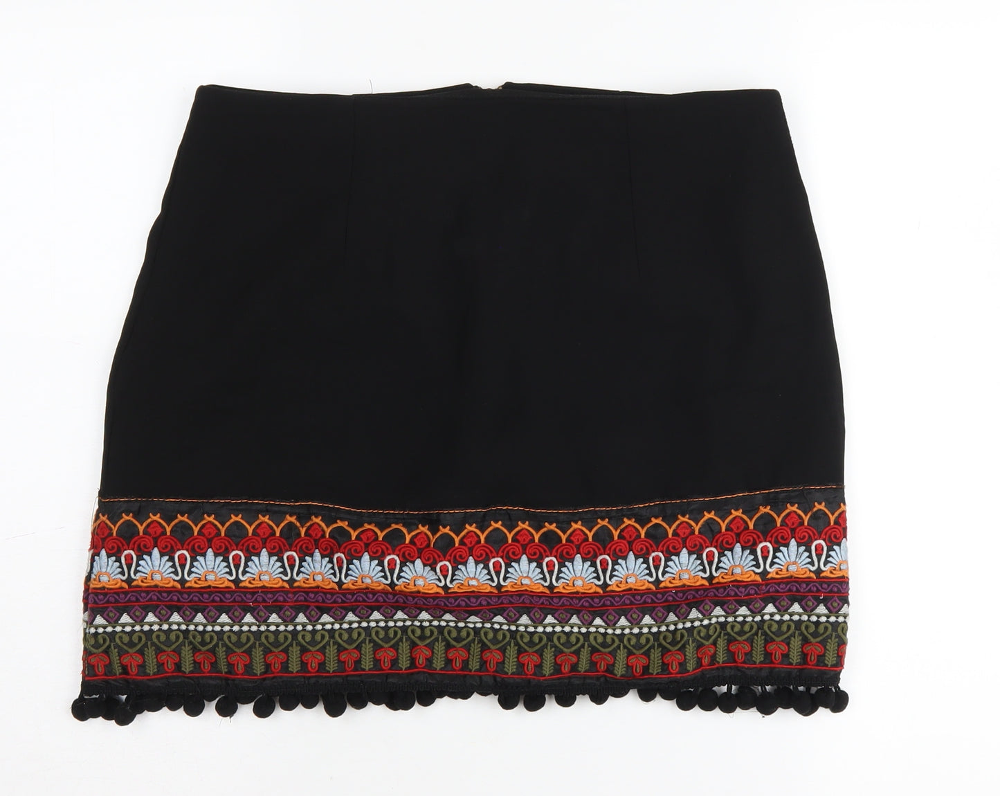New Look Women's Black Embroidered Skirt Size 12