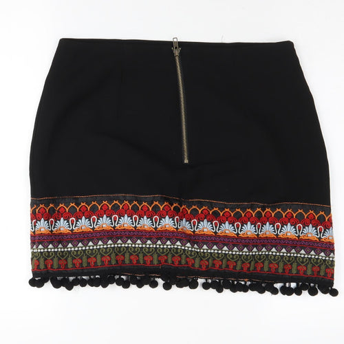 New Look Women's Black Embroidered Skirt Size 12