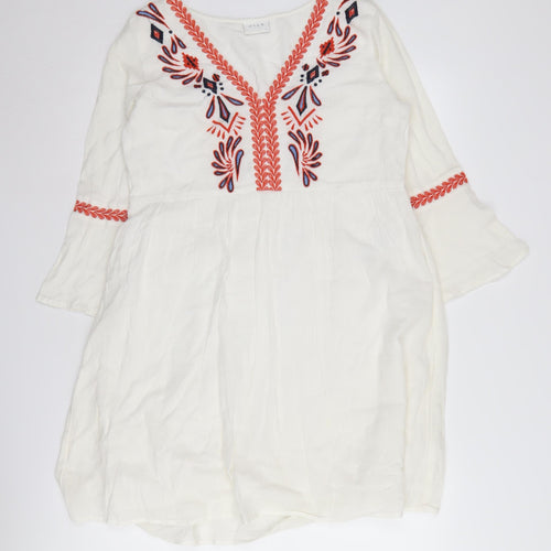 VILA Women's Ivory Embroidered Bell Sleeve Dress