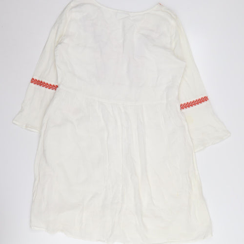VILA Women's Ivory Embroidered Bell Sleeve Dress