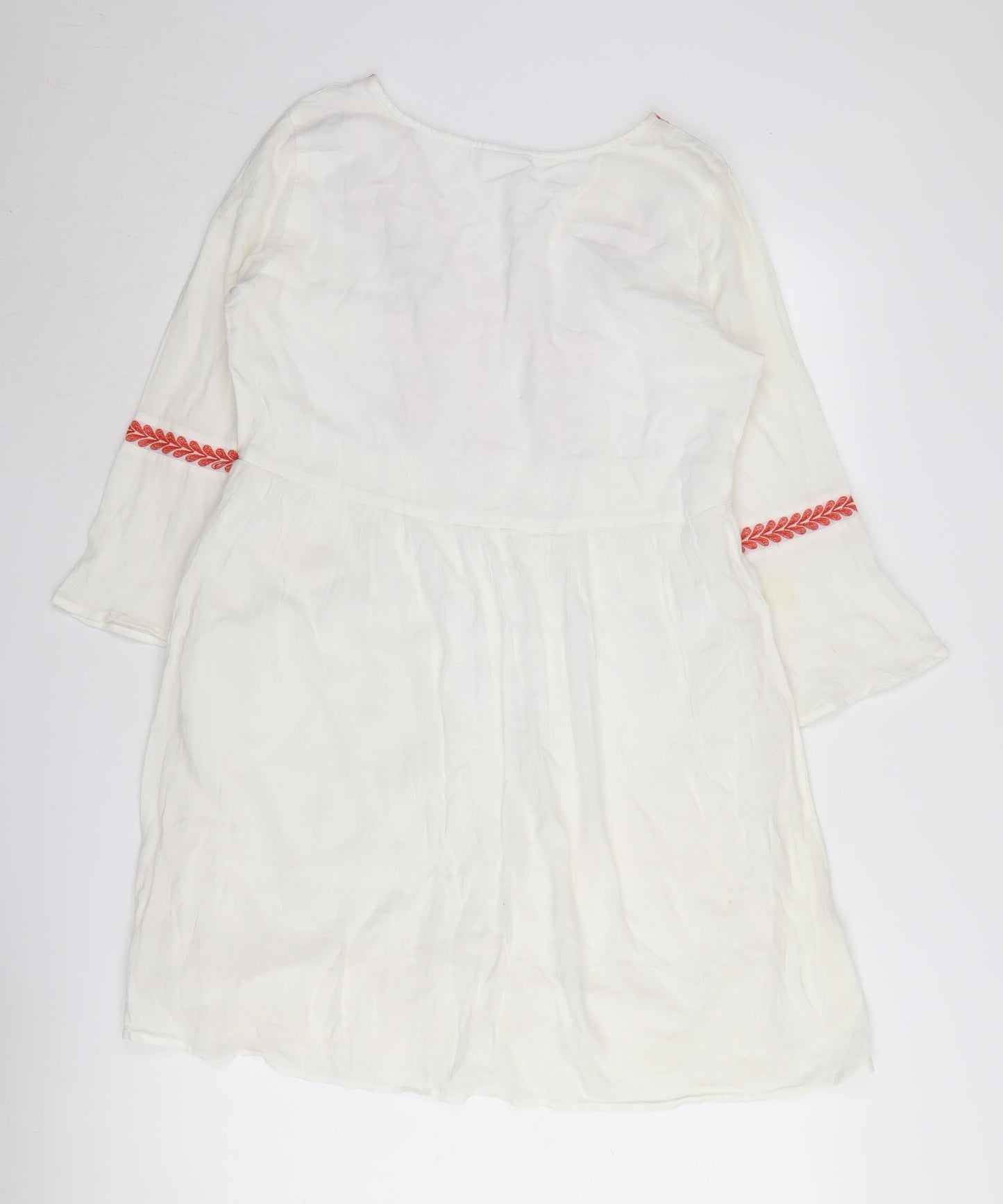 VILA Women's Ivory Embroidered Bell Sleeve Dress