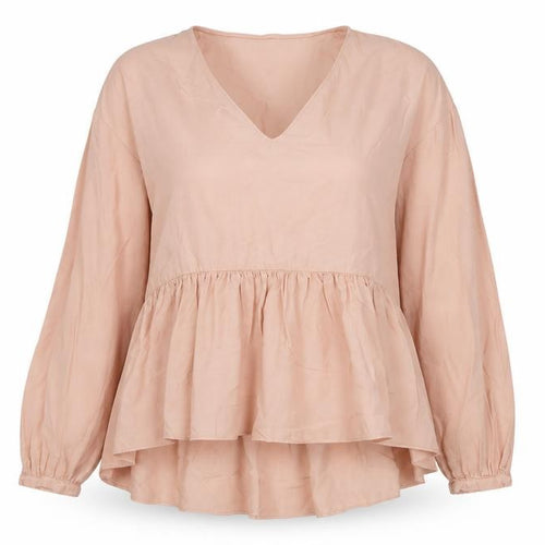 Zara Women's Pink Tunic Blouse, XS, V-Neck Long Sleeve