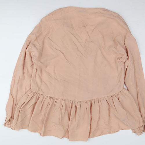Zara Women's Pink Tunic Blouse, XS, V-Neck Long Sleeve