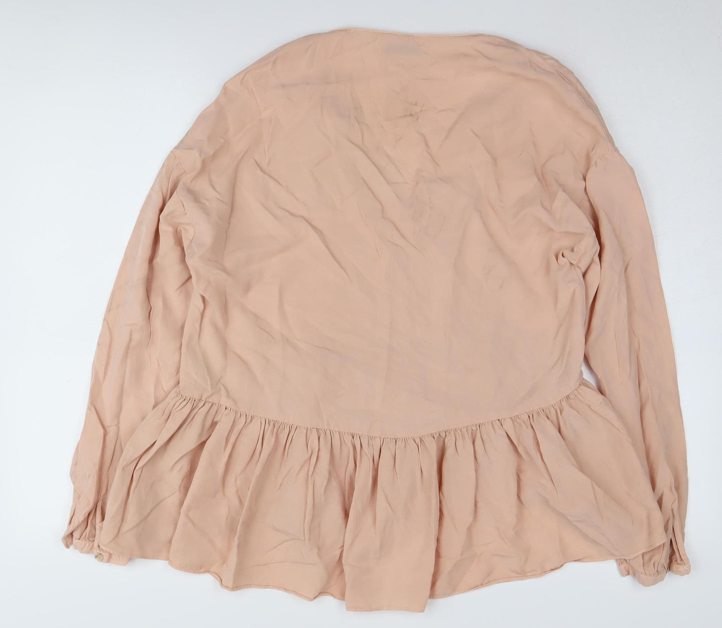 Zara Women's Pink Tunic Blouse, XS, V-Neck Long Sleeve