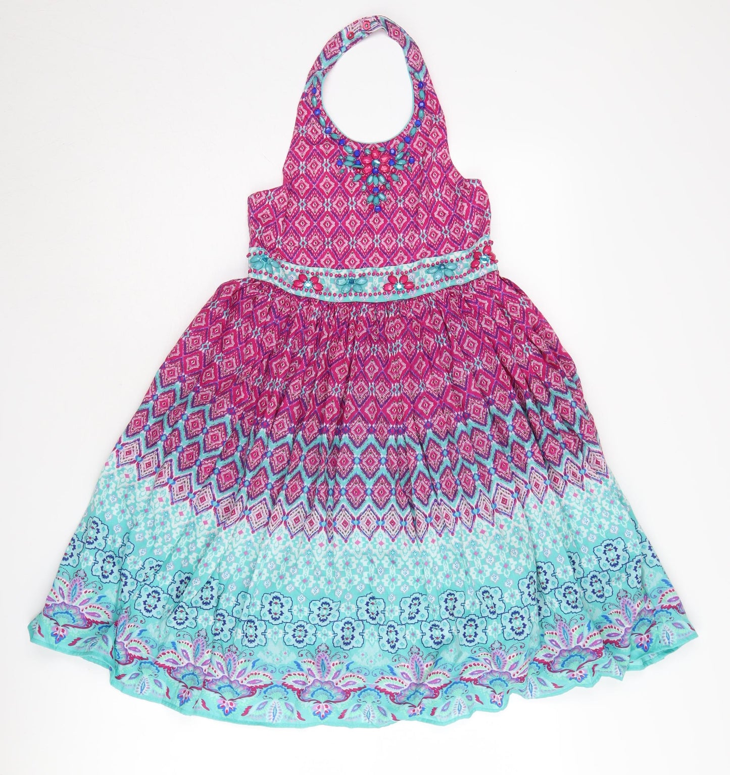 Monsoon Girls Multicoloured A-Line Halter Dress 9 Years
