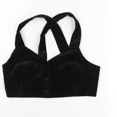 Zara Women's Black Cropped Blouse, Size 10, Party