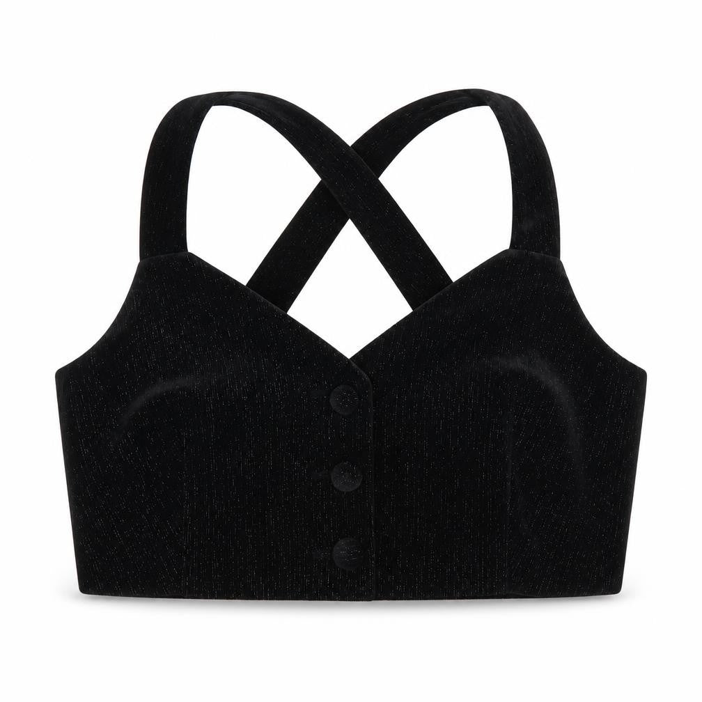 Front view of Zara Women's Black Cropped Blouse, size 10, Party