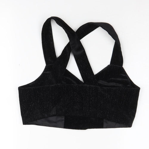 Zara Women's Black Cropped Blouse, Size 10, Party