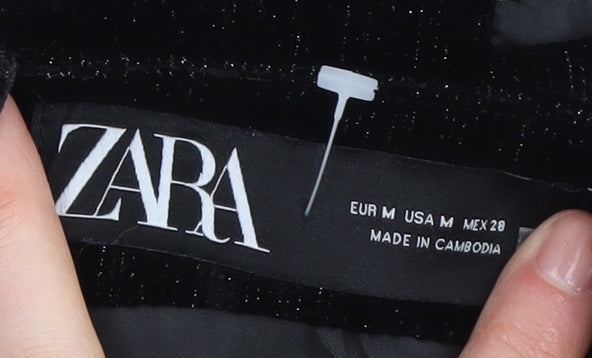 Zara Women's Black Cropped Blouse, Size 10, Party