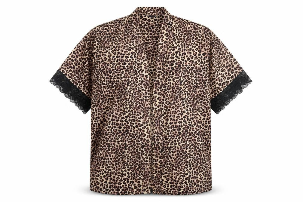 Front view of Marks & Spencer Beige Animal Print Women's Robe, size 12