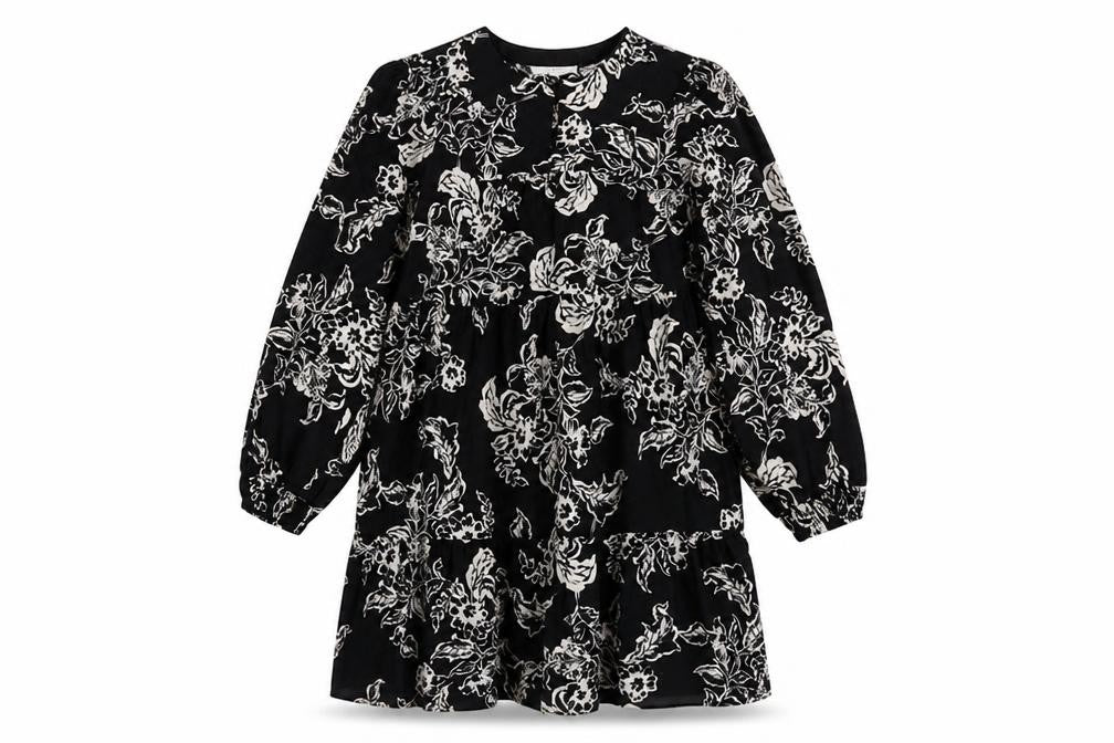 Marks and Spencer Women's Black Floral A-Line Dress Size 12