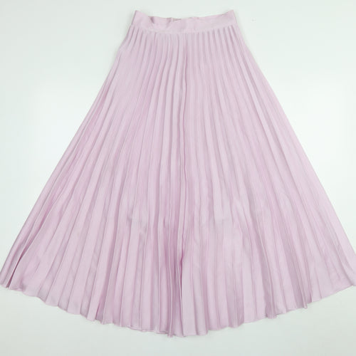 Bershka Women's Pink Pleated Long Skirt XS