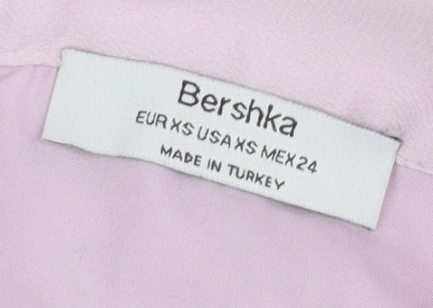 Bershka Women's Pink Pleated Long Skirt XS