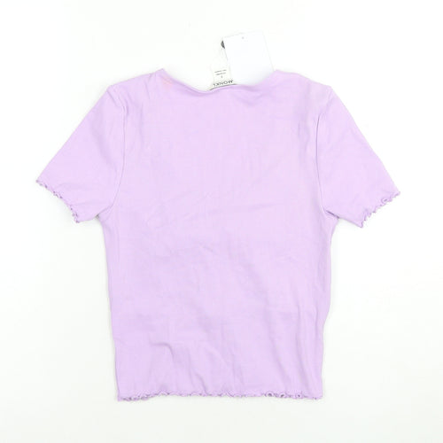 Monki Women's Purple Cropped T-Shirt V-Neck Size 12