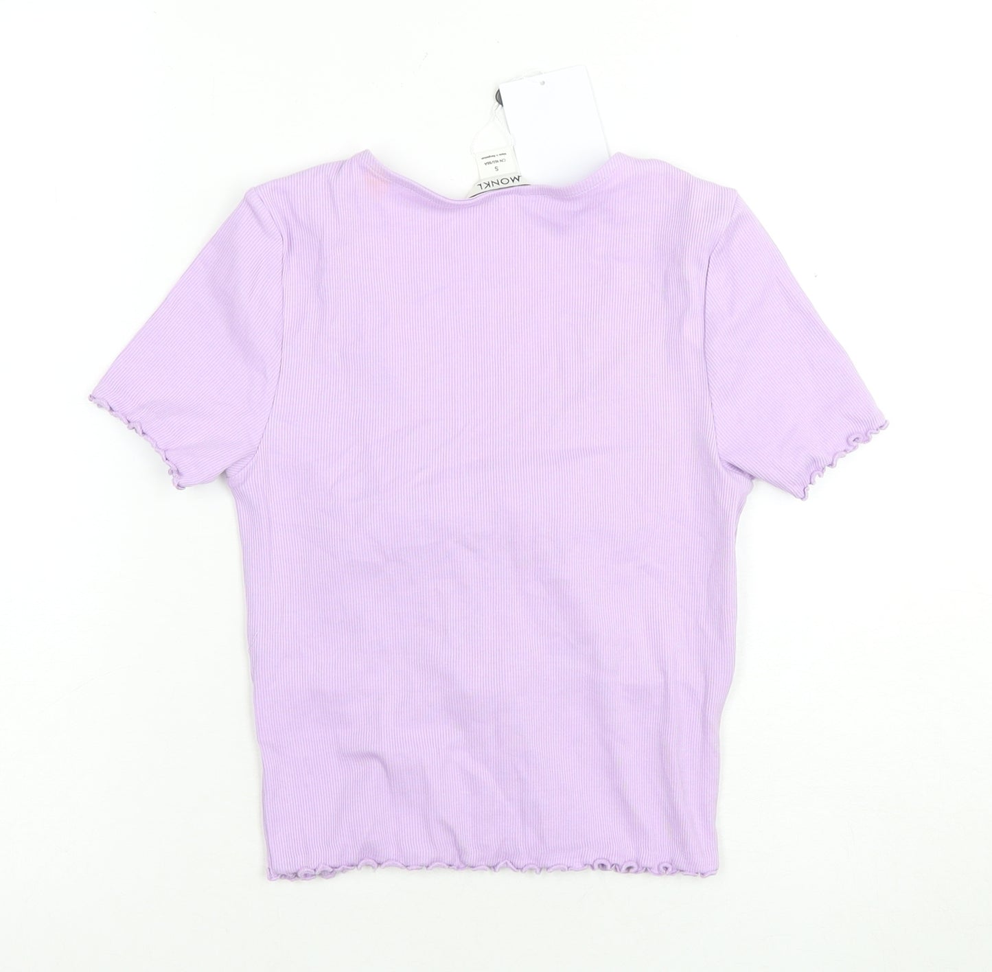 Monki Women's Purple Cropped T-Shirt V-Neck Size 12